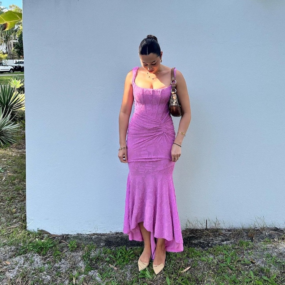House of CB 'Cesca' Rose Pink Floral Maxi Dress/Gown - Picture 8 of 9